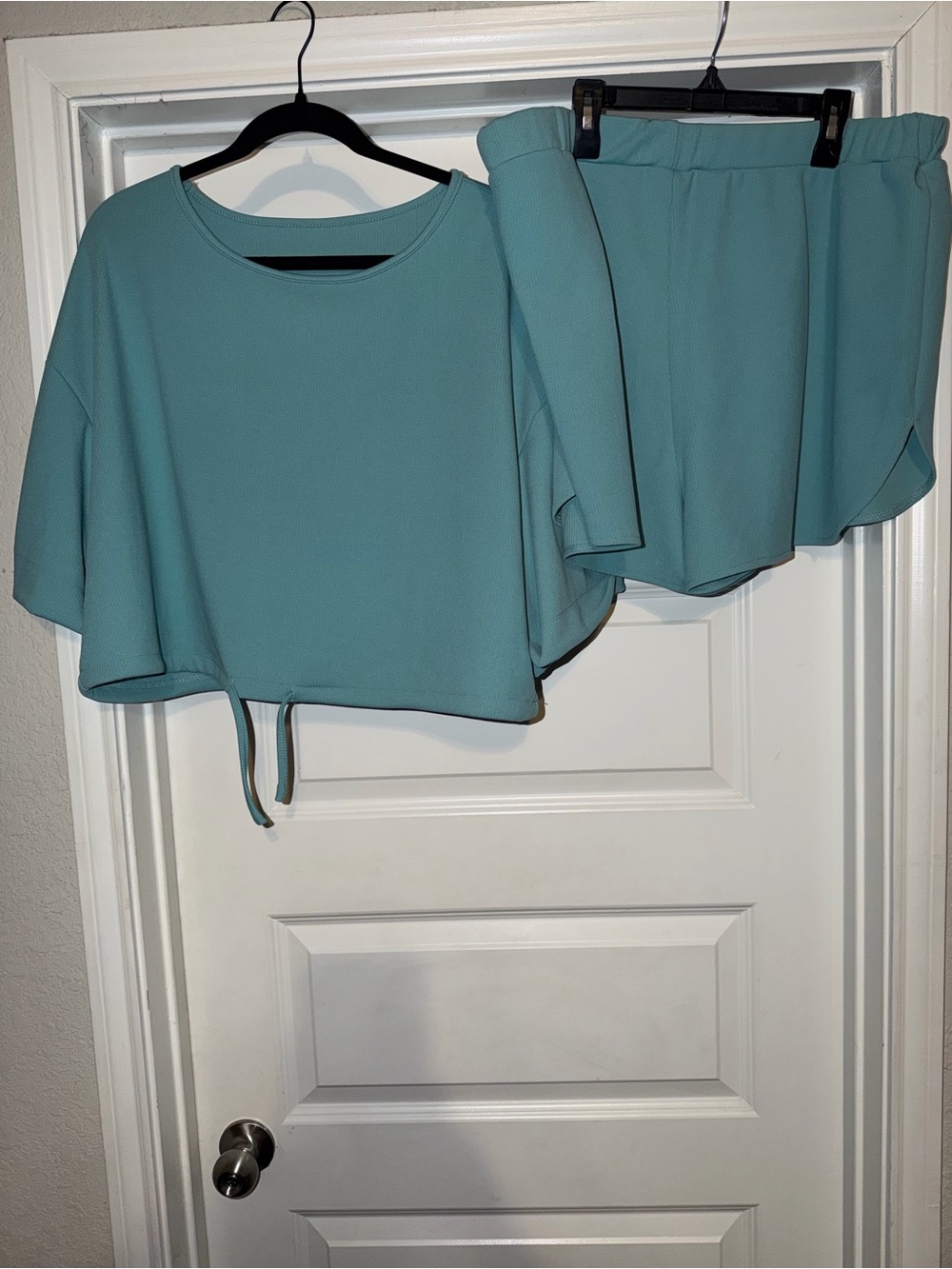 SHEIN Teal Cropped Top and Skort Set